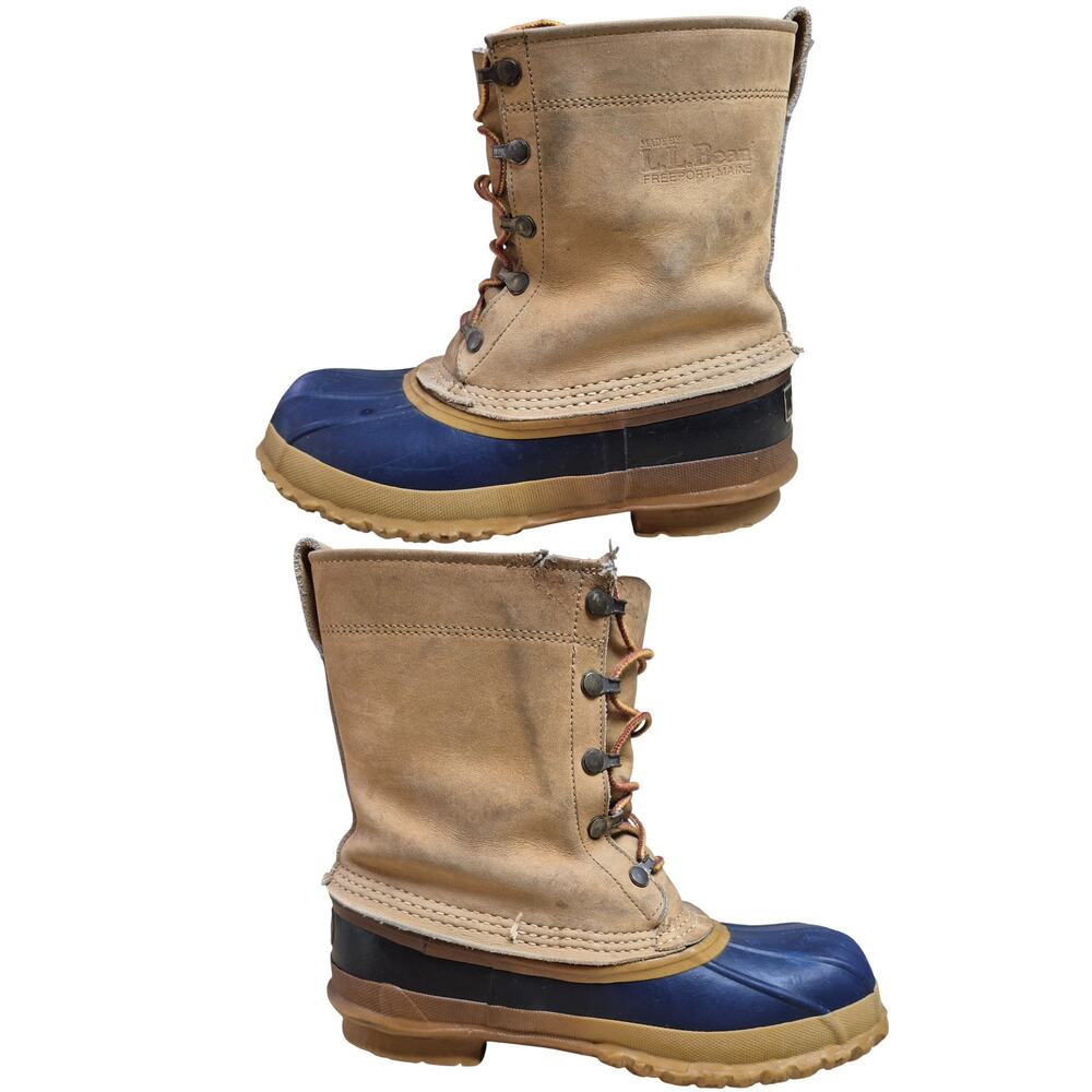 L.L. Bean Blue Brown 10" Felt Inserts Vintage Maine Hunting Shoes Boots Men's 7